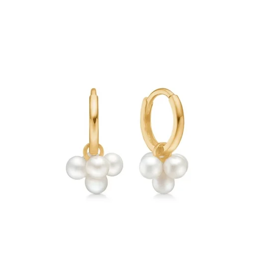 Mads Z - Daisy Creolen in 8kt. Gold mit 2x5 Perlen