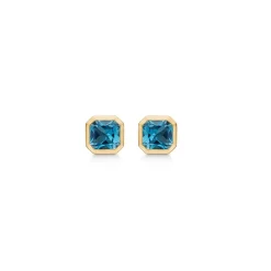 Mads Z - Darling Ohrringe aus 14 Karat Gold mit Londoner Blautopas