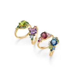 Mads Z - Four Seasons Autumn Ring aus 14 Karat Gold mit roten Steinen und 0,055 Karat.