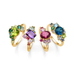 Mads Z - Four Seasons Spring Ring aus 14 Karat Gold mit roten Steinen und 0,055 Karat.