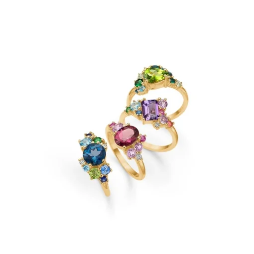 Mads Z - Four Seasons Winter Ring aus 14 Kt Gold mit blauem Stein und 0,06 ct