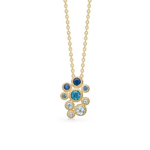 Mads Z - Luxury Rainbow Anhänger aus 14 Karat Gold mit blaue Steinen