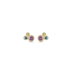 Mads Z - Luxury Rainbow Ohrstecker aus 14 Karat Gold mit echten Steinen