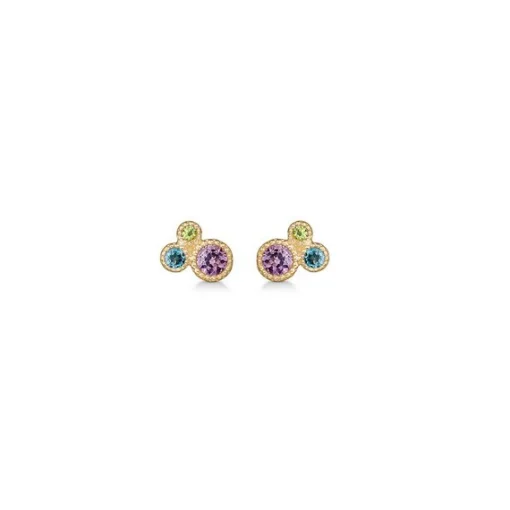 Mads Z - Luxury Rainbow Ohrstecker aus 14 Karat Gold mit echten Steinen