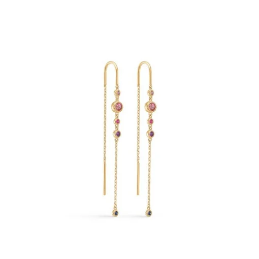 Mads Z - Luxury Rainbow Ohrringe aus 14 Kt Gold mit echten Steinen
