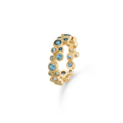 Mads Z - Luxury Rainbow ring aus 14 Karat Gold mit blauem Stein