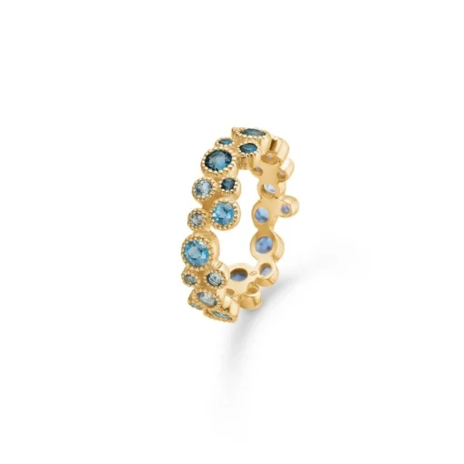Mads Z - Luxury Rainbow ring aus 14 Karat Gold mit blauem Stein