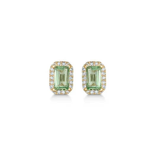 Mads Z - Madeleine Ohrringe aus 14kt. Gold mit grünem Granat und 0,045ct. Diamanten
