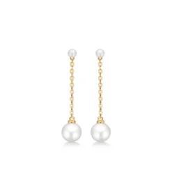 Mads Z - Moon ohrringe aus 8kt. Gold mit Perlen in Kette