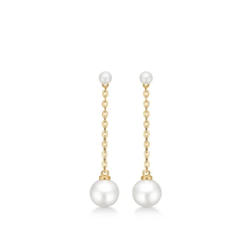 Mads Z - Moon ohrringe aus 8kt. Gold mit Perlen in Kette