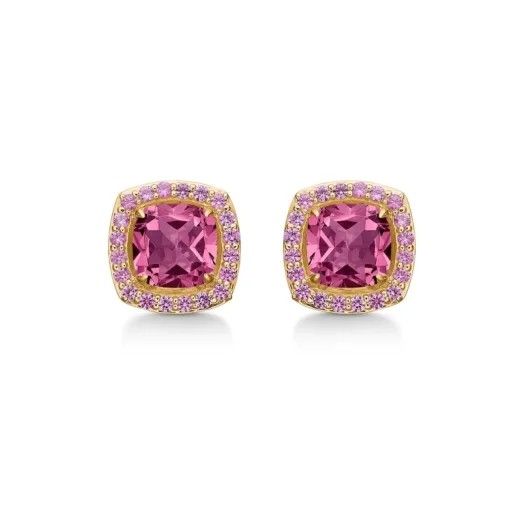 Mads Z - Provence-Ohrringe aus 14 kt Gold mit rosa Quarz und rosa Saphiren