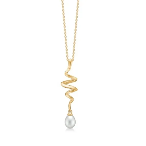 Mads Z - Swirl perle anhänger aus 14 Gold mit Perle