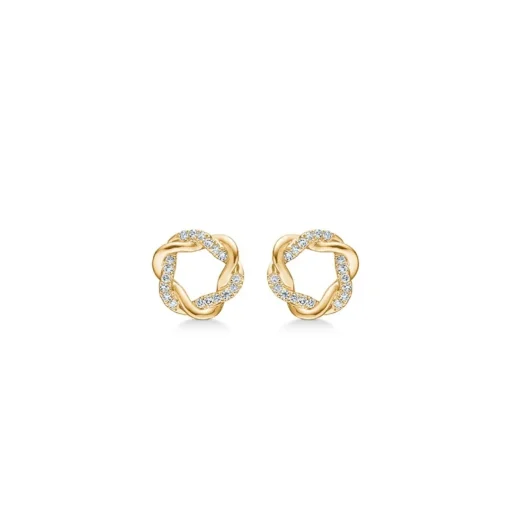 Mads Z - Twist Ohrringe aus 14 Karat Gold mit insgesamt 0,085 Karat