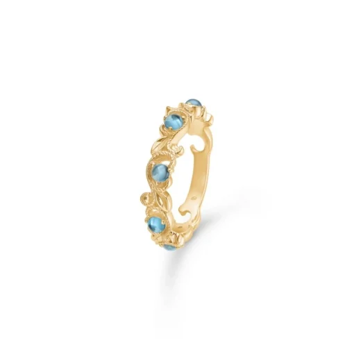 Mads Z - Vintage Blooming Ring aus 14 Karat Gold mit Londoner Blautopas.
