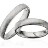 Mattierte, gebogene, silberne Ringe - 4,0 mm breit. Mit oder ohne Brillant