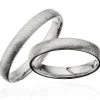 Mattierte, gebogene, silberne Ringe - 3,5 mm breit. Mit oder ohne Brillant