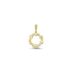 MELFIA Anhänger Kreis - Herzen mit zirkonia 14kt. Gold