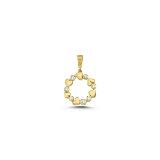 MELFIA Anhänger Kreis - Herzen mit zirkonia 14kt. Gold