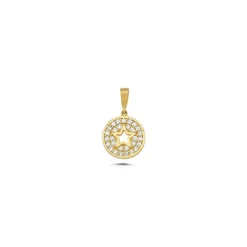 MELFIA Anhänger Kreis w Stern mit zirkonia in 14kt. Gold