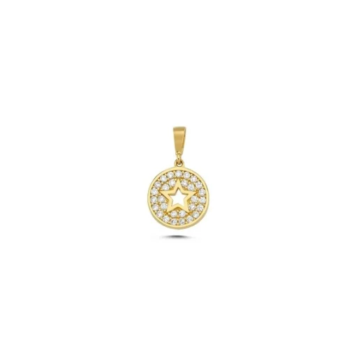 MELFIA Anhänger Kreis w Stern mit zirkonia in 14kt. Gold