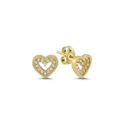 MELFIA Herz-Ohrstecker mit zirkonia 14kt. Gold
