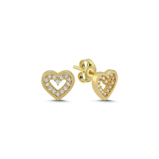 MELFIA Herz-Ohrstecker mit zirkonia 14kt. Gold