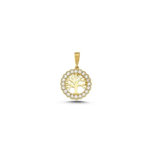 MELFIA 14kt. Gold-Anhänger mit Lebensbaum und zirkonia