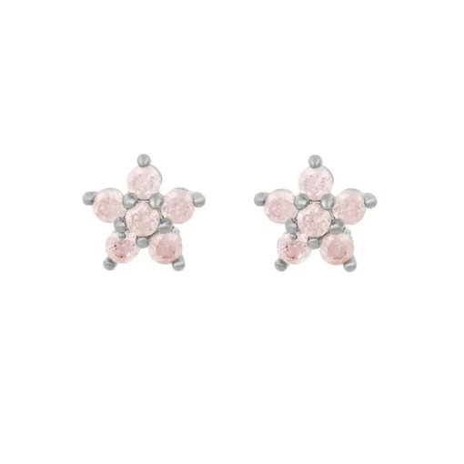 MerlePerle - Aura Stern-Ohrstecker in silber m. rosa zirkonia