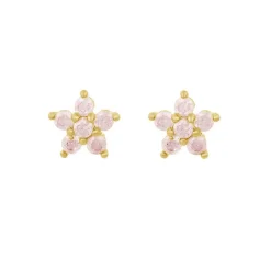 MerlePerle - Aura Stern-Ohrstecker aus vergoldete silber m. rosa zirkonia