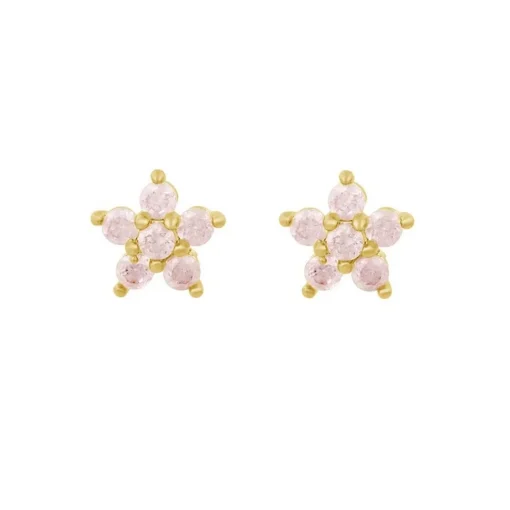 MerlePerle - Aura Stern-Ohrstecker aus vergoldete silber m. rosa zirkonia