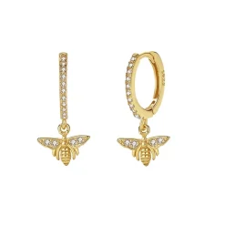 MerlePerle - Bea Hoops in vergoldete silber m. zirkonia