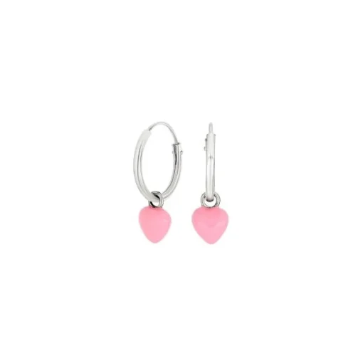 NOA Kids - Kinderohrringe in silber mit rosa Herzen