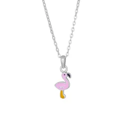 Noa Kids - Rosa Flamingo-Anhänger aus rhodiniertem Silber.
