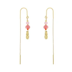 Nuni - Alma Coral Love Moon Ohrringe in vergoldete silber mit Steinen