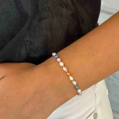 Nuni - Maddison armband in vergoldete silber mit Glas- und Süßwasserperlen