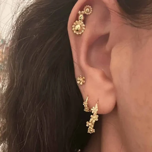 Nuni - Vanessa Ohrringe in vergoldete silber mit Blumen