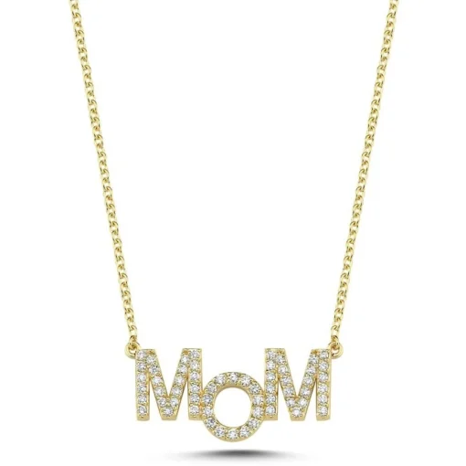 Nuran - 14 kt. Gold MOM Halskette mit 0,30 ct W/Si
