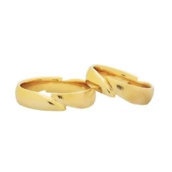 Nuran - Trauringe aus 14kt. Gold mit zweiteiliger Oberfläche