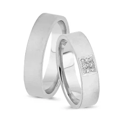 Nuran - Trauringe aus 14kt. Weißgold mit 9x0,01ct. Diamanten