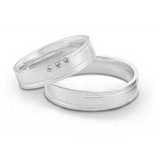 NURAN - Trauringe aus 14kt. Weißgold mit 3x0,01 ct. Diamanten