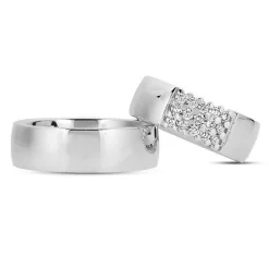 Nuran - Trauringe aus 14kt. Weißgold mit 15x0,45ct. W/VS Brillanten