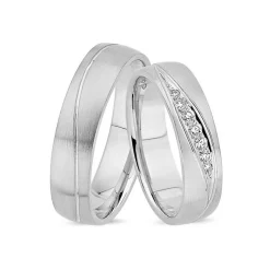 NURAN - Trauringe aus 14kt. Weißgold mit 0,14ct. Diamanten