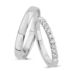 Nuran - Trauringe aus 14kt. Weißgold mit insgesamt 0,27ct. Diamanten im Damenring