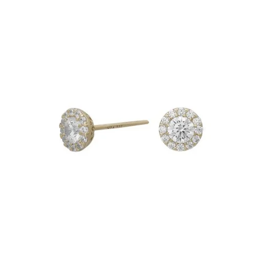 Ohrstecker aus 8kt. Gold mit Zirkonia, rund