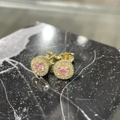 Ohrstecker aus 8kt. Gold mit rosa Zirkon Rose 7mm