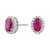Ovale Rosettenknöpfe aus Silber mit Zirkonia und Kunststoff. rosa Saphir**
