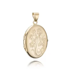 Ovales Medaillon mit Muster in 8-14 kt - Medium 22 x 30 mm.