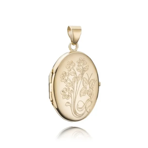 Ovales Medaillon mit Muster in 8-14 kt - Medium 22 x 30 mm.