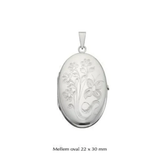 Ovales Medaillon mit Muster in Silber - Medium 22x30