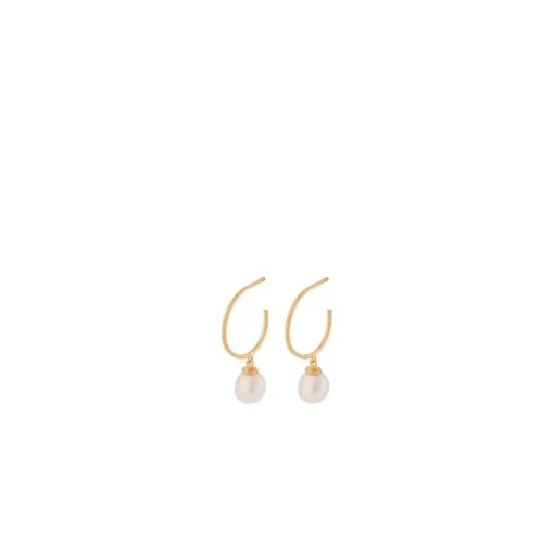 Pernille Corydon - Ocean Dream Hoops mit Perle vergoldet
